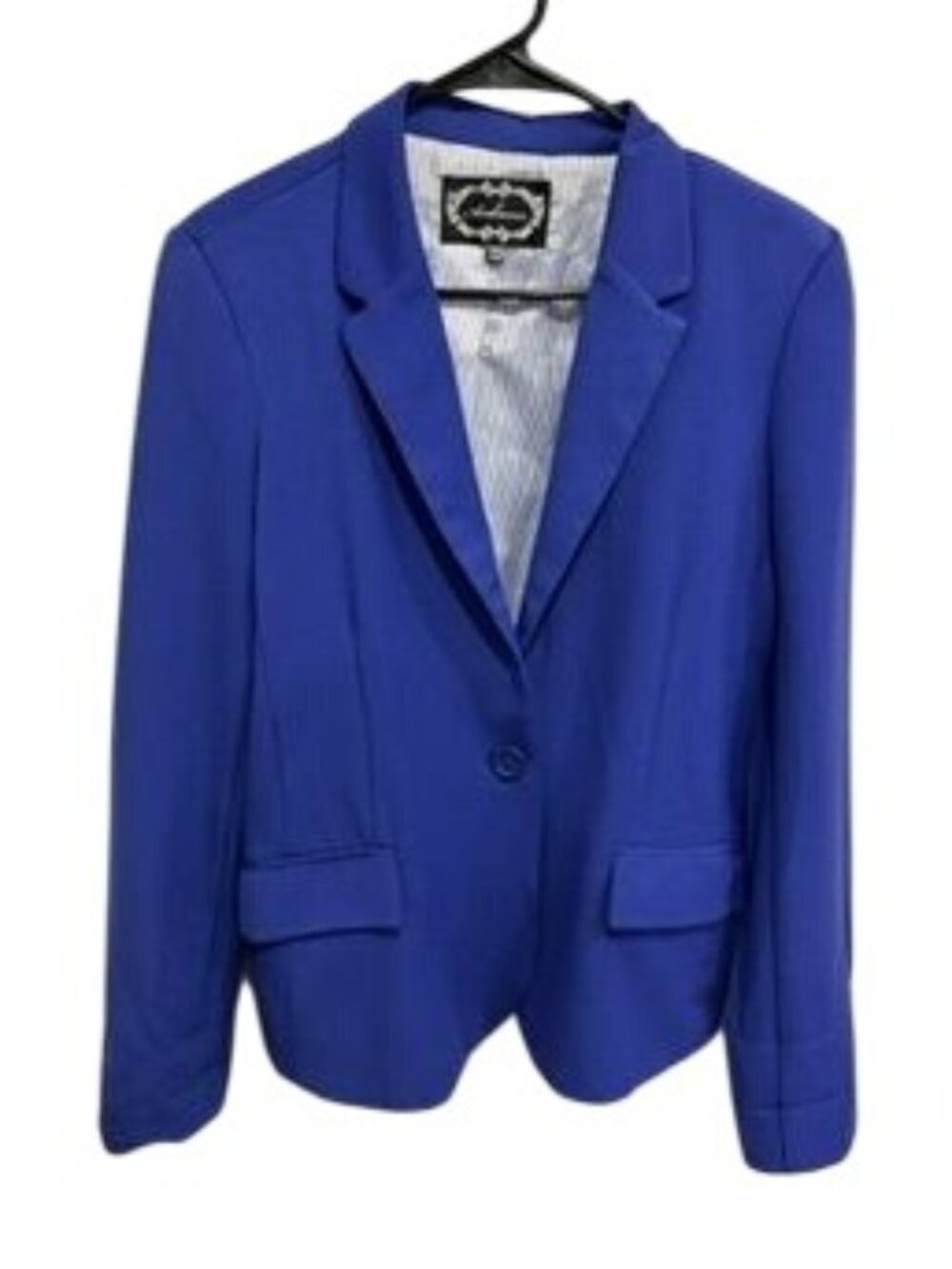 Ambiance Large Royal Blue Single Button Notched Lapel Lined Blazer Statement